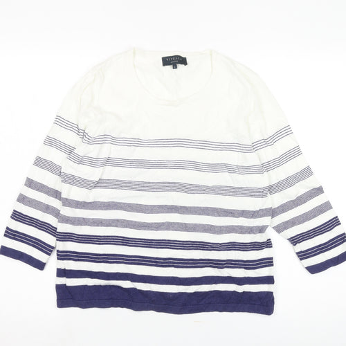 Viyella Women's Striped Cotton Pullover Jumper, L