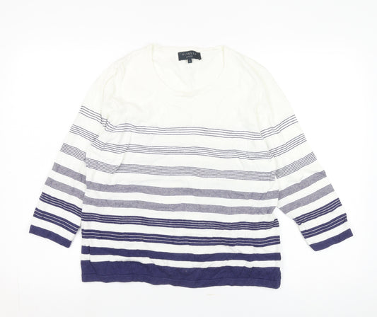 Viyella Women's Striped Cotton Pullover Jumper, L