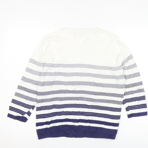 Viyella Women's Striped Cotton Pullover Jumper, L