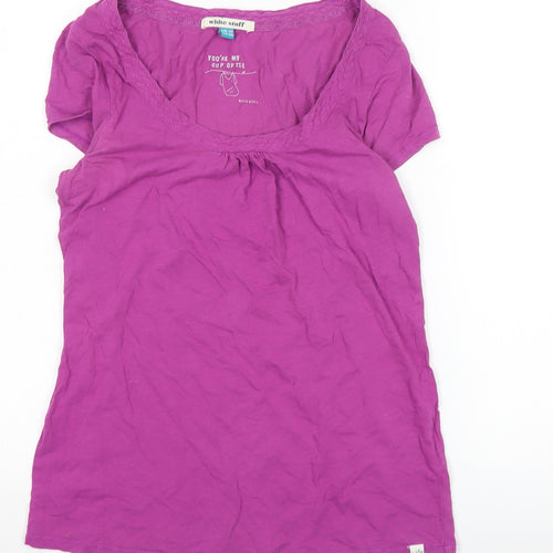 White Stuff Women's Purple T-Shirt UK 10, Cotton Jersey