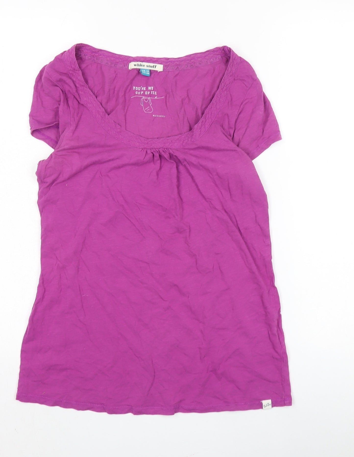 White Stuff Women's Purple T-Shirt UK 10, Cotton Jersey