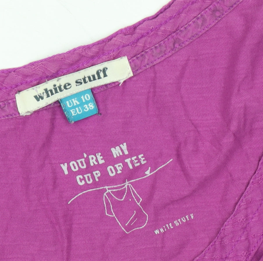 White Stuff Women's Purple T-Shirt UK 10, Cotton Jersey