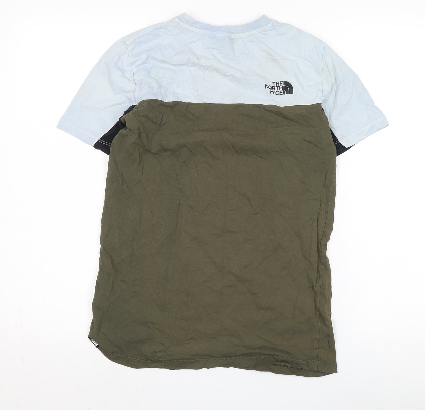 The North Face Boys Blue Green T-Shirt L Casual Logo