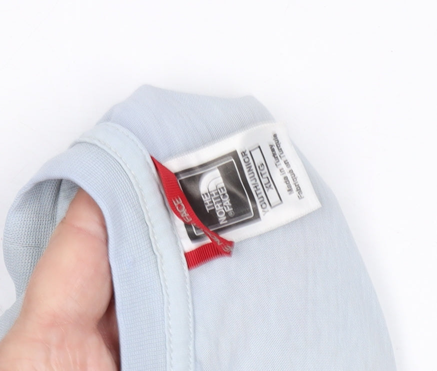 The North Face Boys Blue Green T-Shirt L Casual Logo