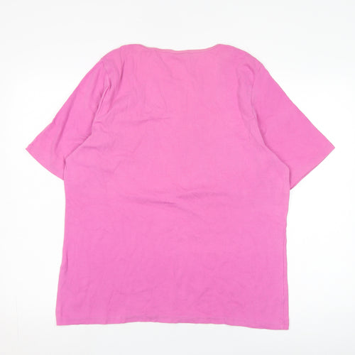 Lands' End Women Pink Short Sleeve Basic T-Shirt L