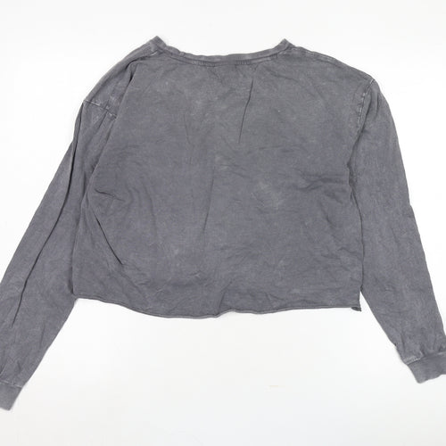 Barbie Grey Long Sleeve Cropped Women's T-Shirt - Size S