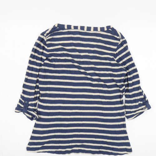 Seasalt Women's Blue Striped 3/4 Sleeve Cotton Blouse Size 10