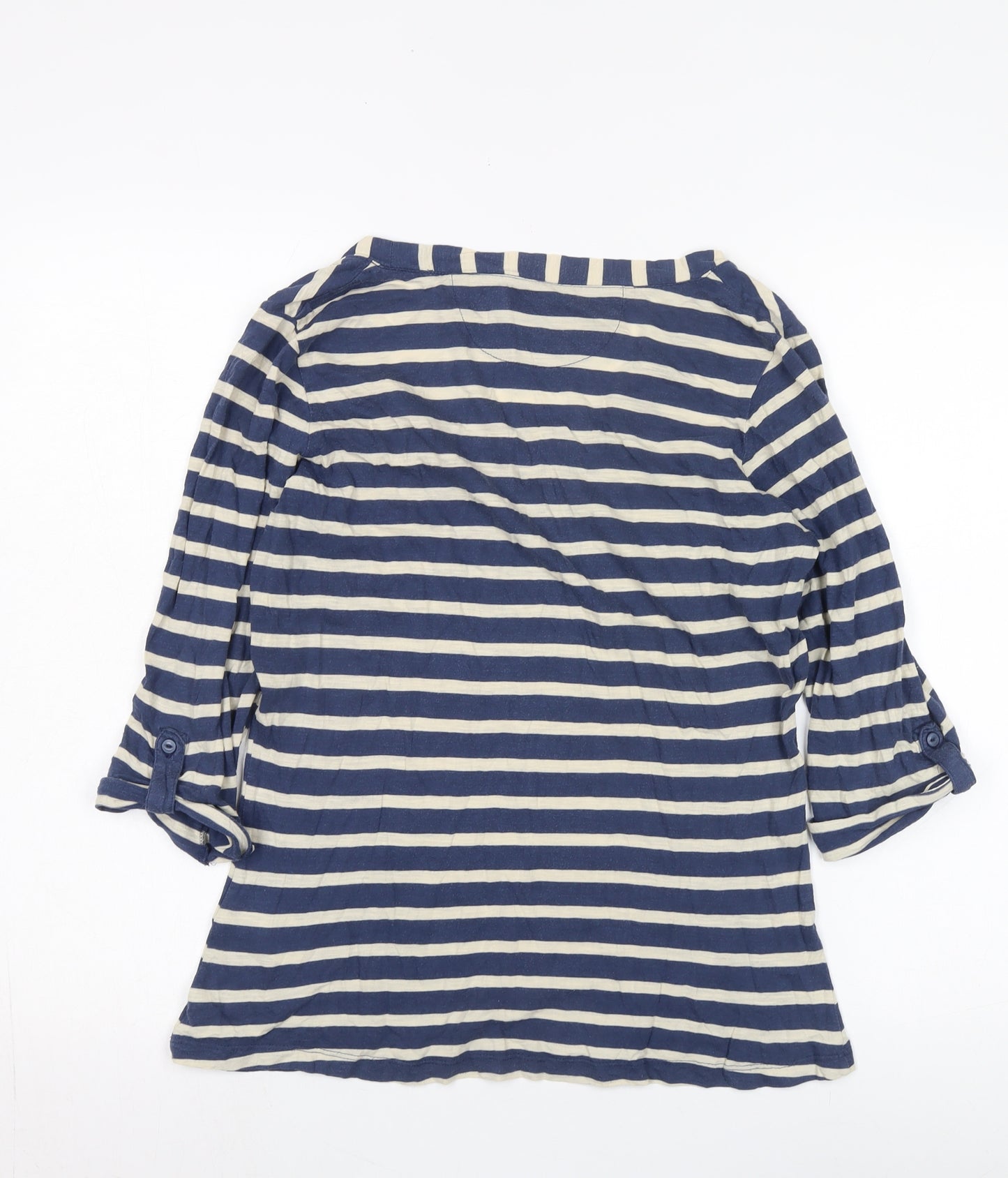 Seasalt Women's Blue Striped 3/4 Sleeve Cotton Blouse Size 10