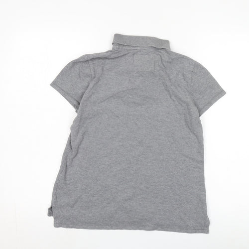 Hollister Women's Grey Polo L Cotton Stretch Top