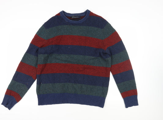 GAP Men's Multicoloured Striped Pullover Jumper L