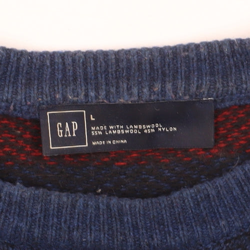 GAP Men's Multicoloured Striped Pullover Jumper L