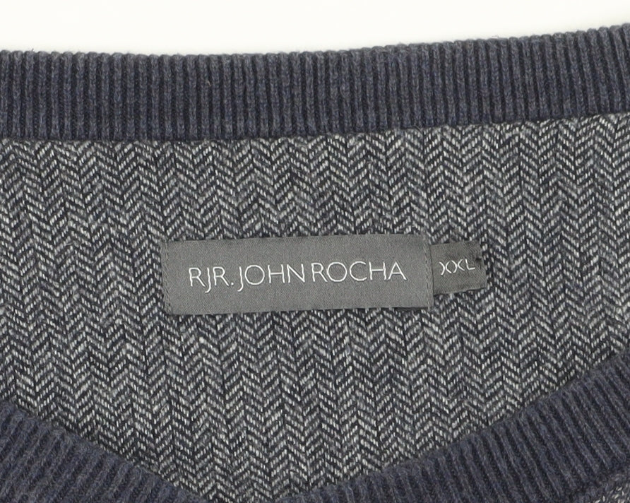RJR.John Rocha Men's XL Grey Pullover Jumper V-Neck Knit
