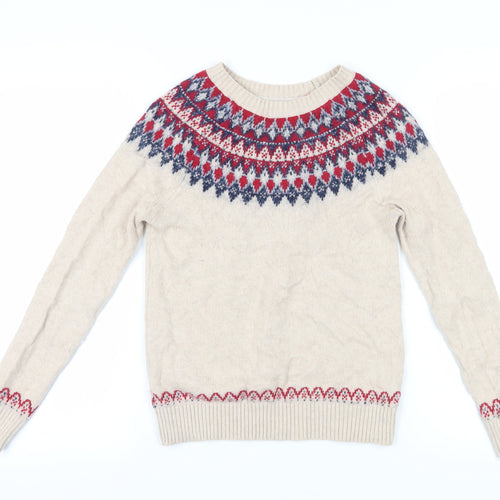 Fat Face Women's Ivory Crew Neck Fair Isle Jumper