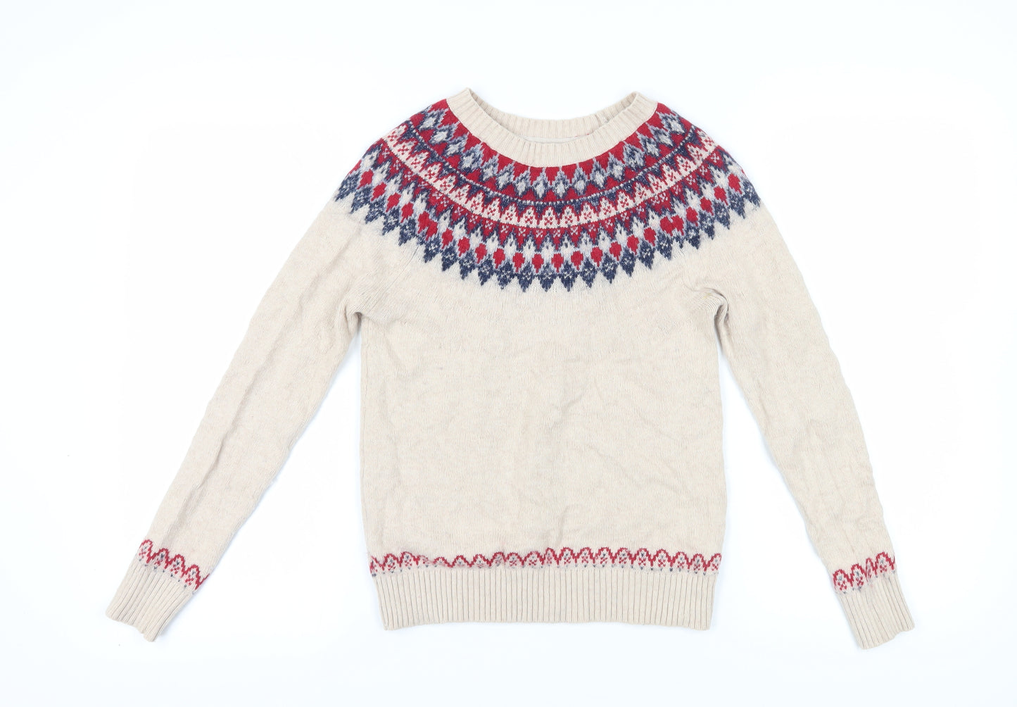 Fat Face Women's Ivory Crew Neck Fair Isle Jumper