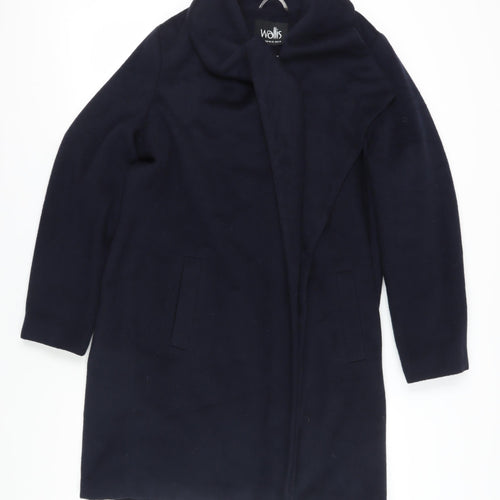 Wallis Women's Black Overcoat M Regular Fit Wool Blend