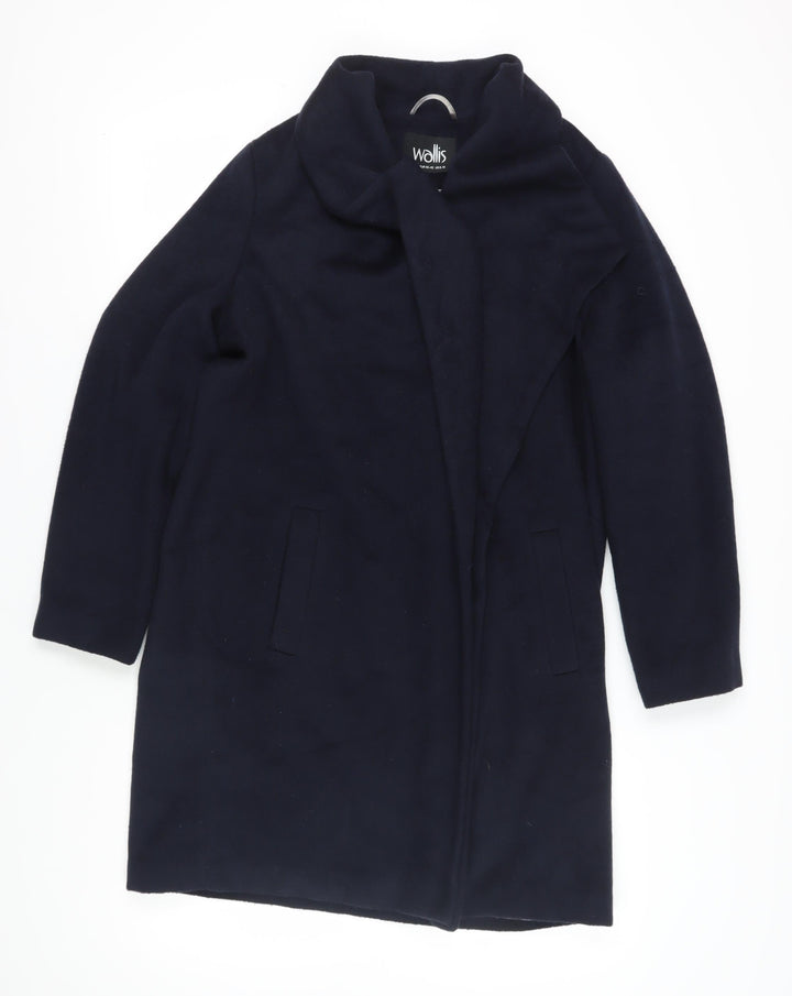 Wallis Women's Black Overcoat M Regular Fit Wool Blend