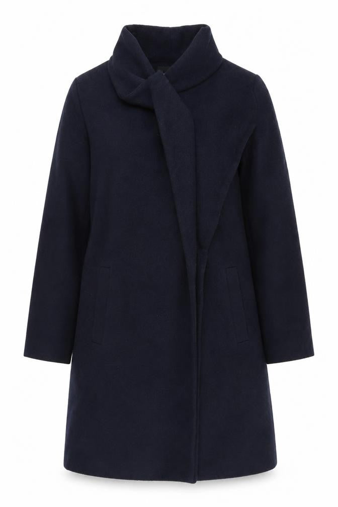 Front view of Wallis Women's Black Overcoat M Regular Fit Wool Blend