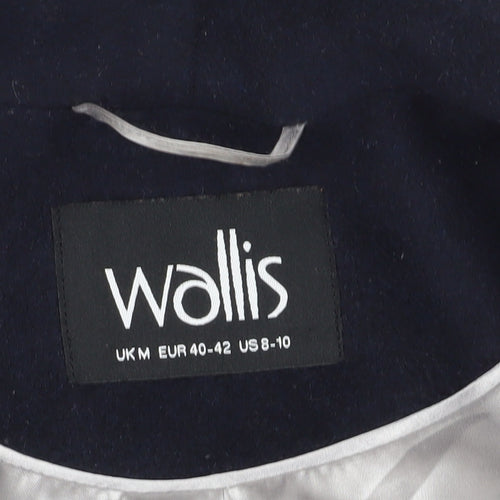 Wallis Women's Black Overcoat M Regular Fit Wool Blend