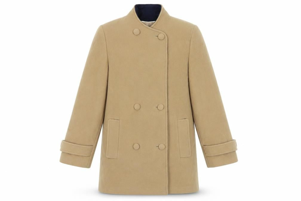 Front view of Kesta Women's Beige Wool Blend Overcoat, size 10