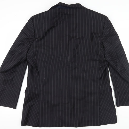 Scott & Taylor Men's Black Striped Blazer, Size 46, Regular Fit