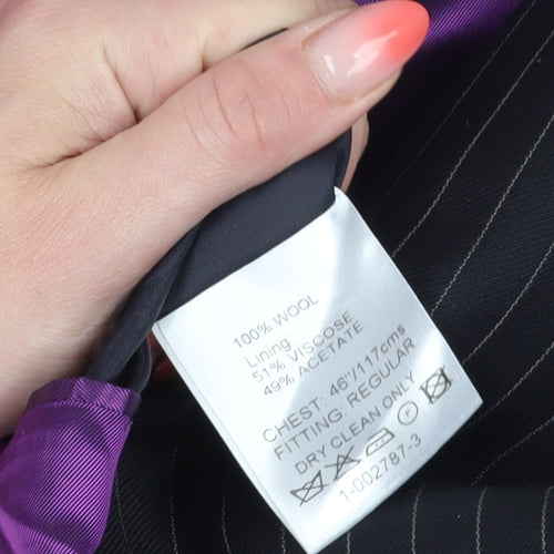 Scott & Taylor Men's Black Striped Blazer, Size 46, Regular Fit