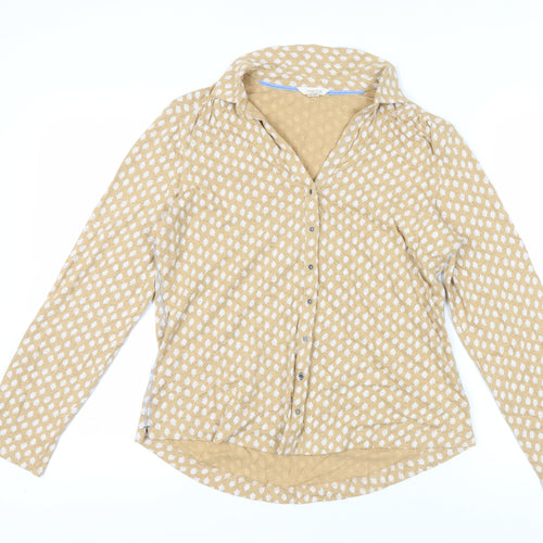 White Stuff Women's Beige Floral Button-Up Shirt Size 14