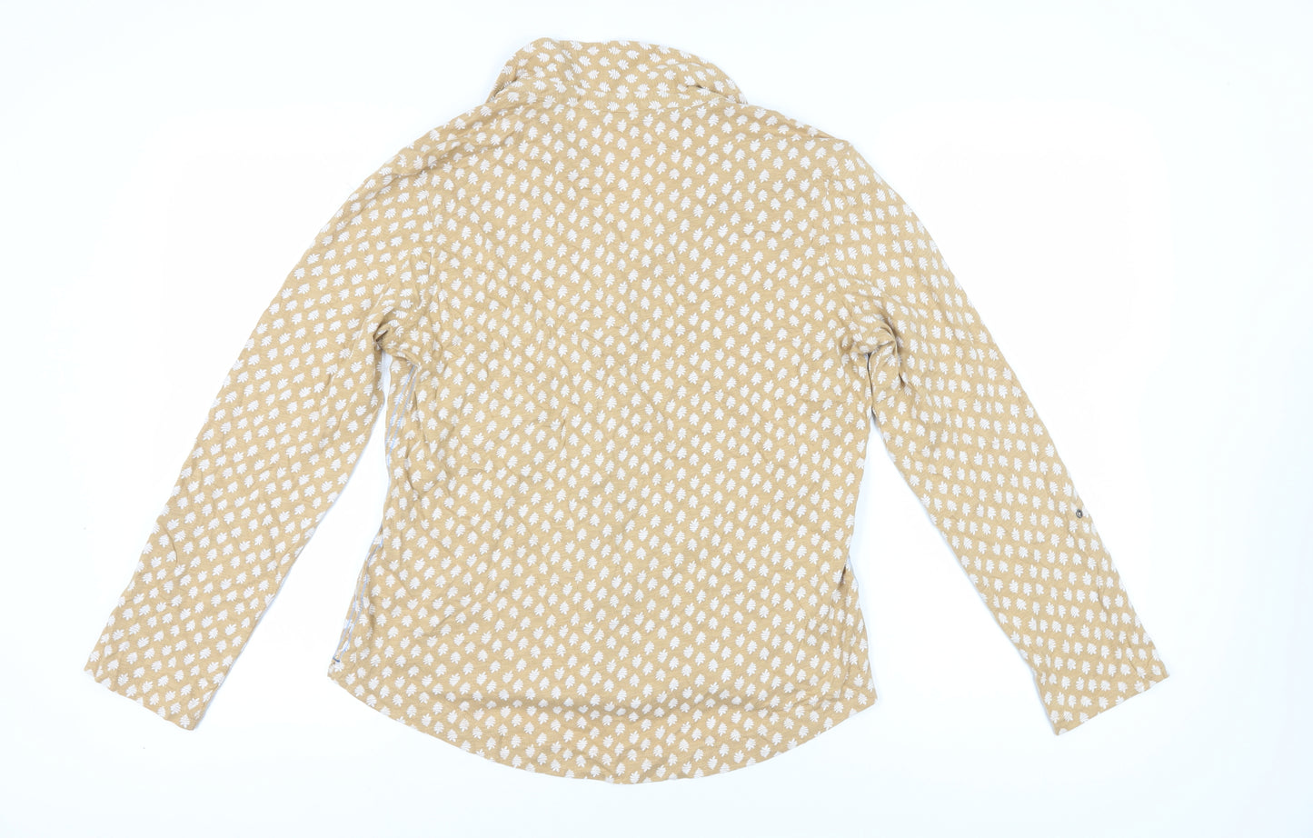 White Stuff Women's Beige Floral Button-Up Shirt Size 14