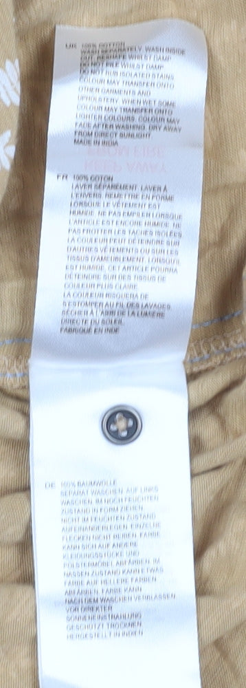 White Stuff Women's Beige Floral Button-Up Shirt Size 14