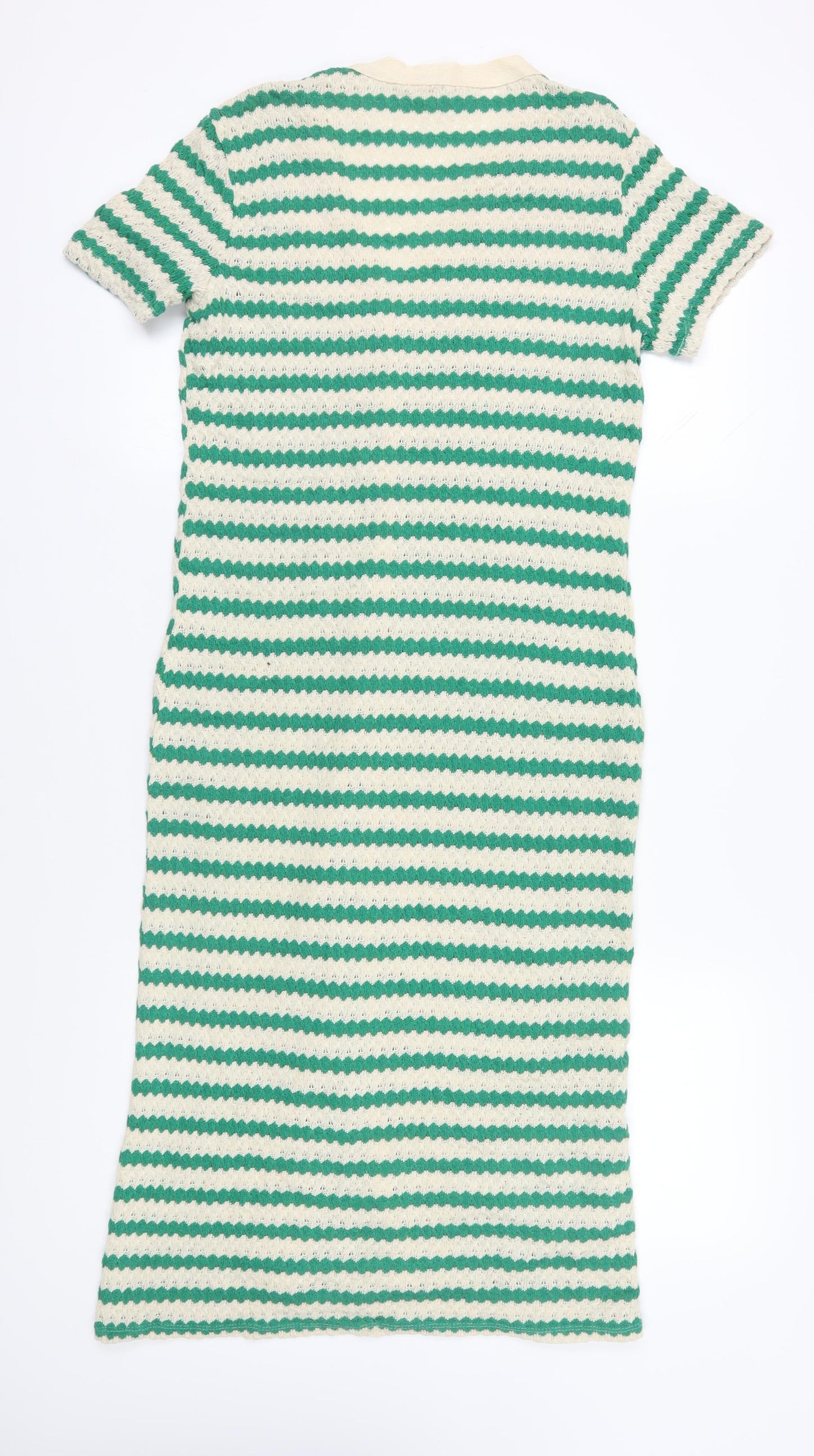 MNG Women's Green Striped Midi Pencil Dress Size 16