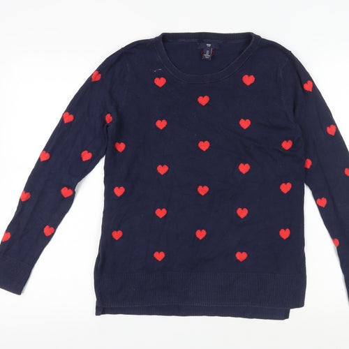 Gap Women's Blue Heart Pullover Jumper Size S