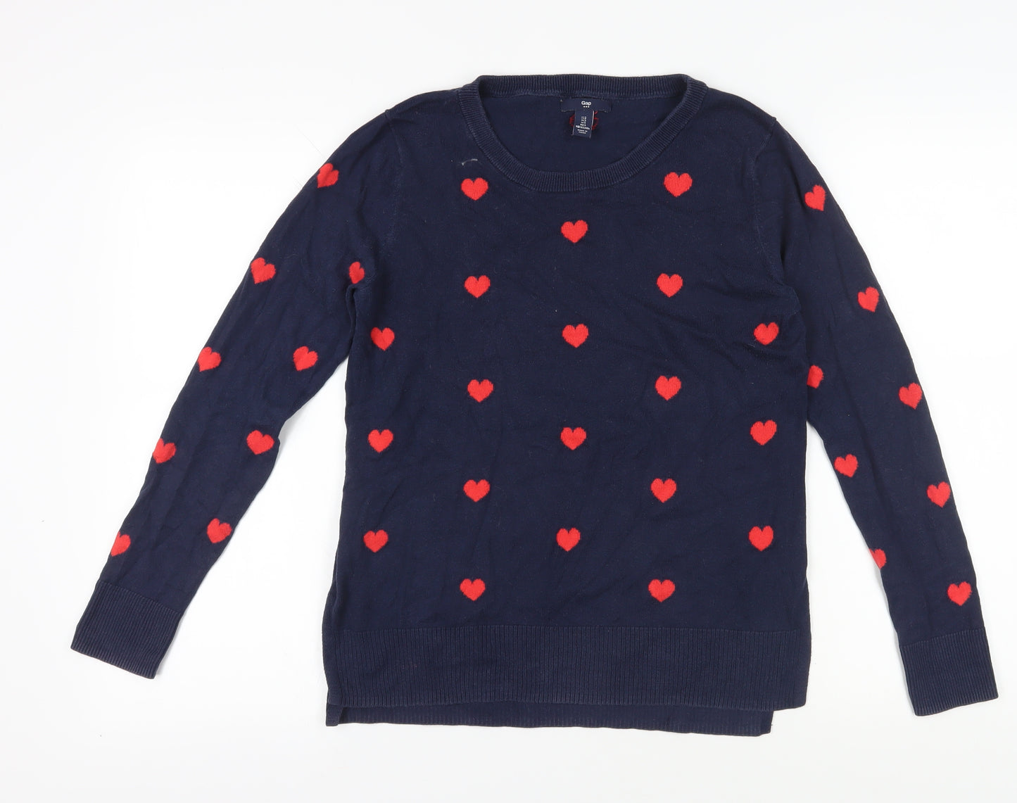 Gap Women's Blue Heart Pullover Jumper Size S