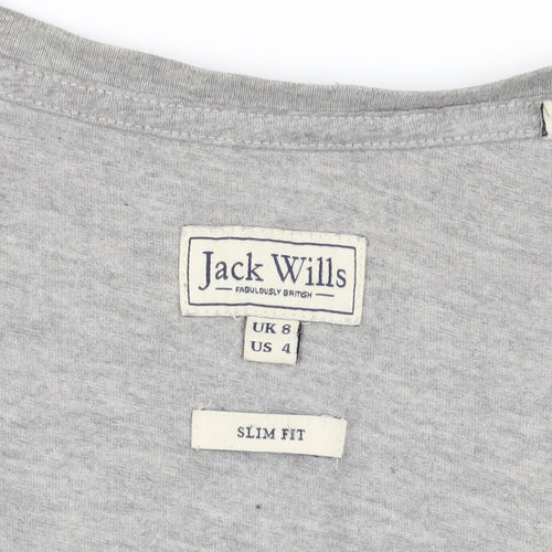 Jack Wills Grey Slim Fit Women's T-Shirt Size 8