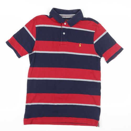 Joules Men's Red Blue Striped Polo Shirt Size S