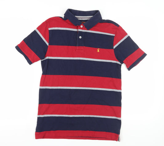 Joules Men's Red Blue Striped Polo Shirt Size S