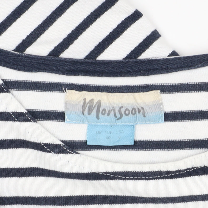Monsoon Women's Black Striped T-Shirt Size 12