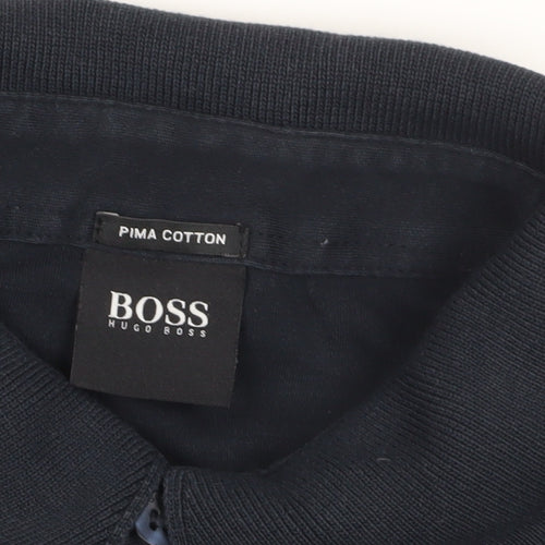 HUGO BOSS Men's Black Long Sleeve Polo - Size L