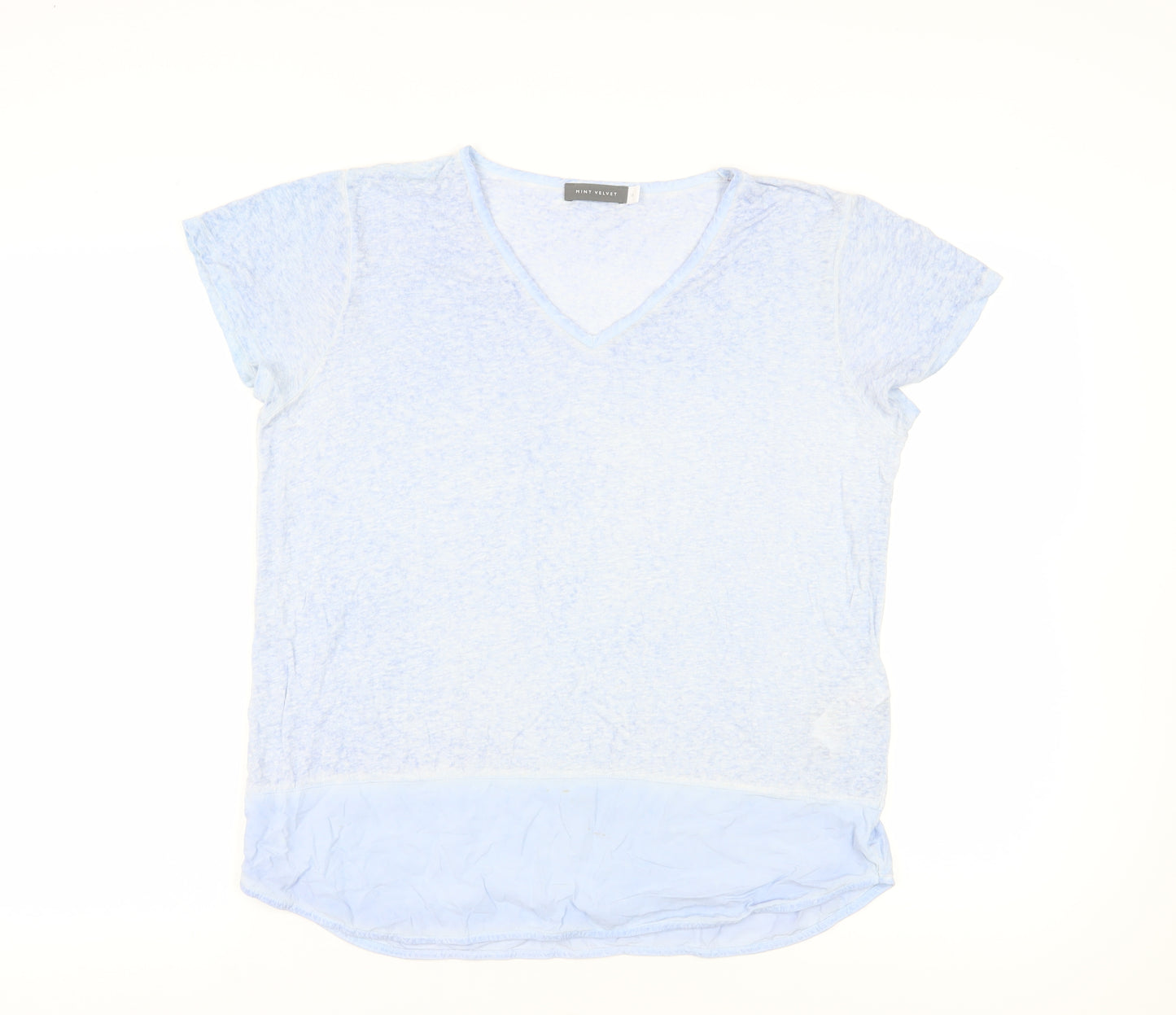 Mint Velvet Women's Blue Linen V-Neck T-Shirt