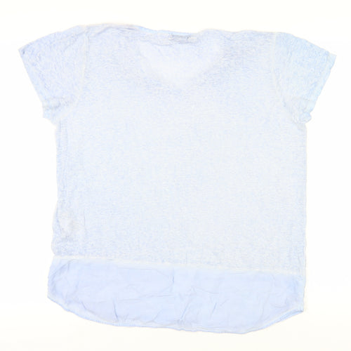 Mint Velvet Women's Blue Linen V-Neck T-Shirt