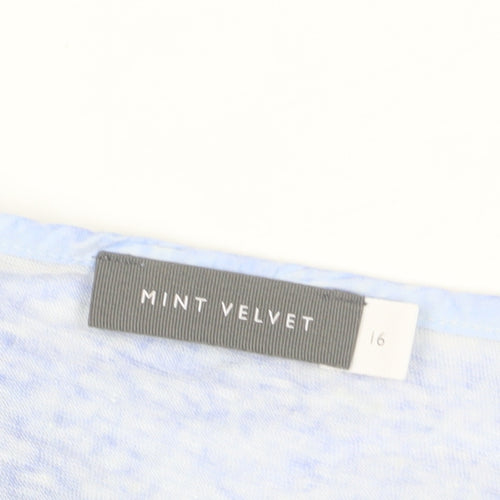 Mint Velvet Women's Blue Linen V-Neck T-Shirt