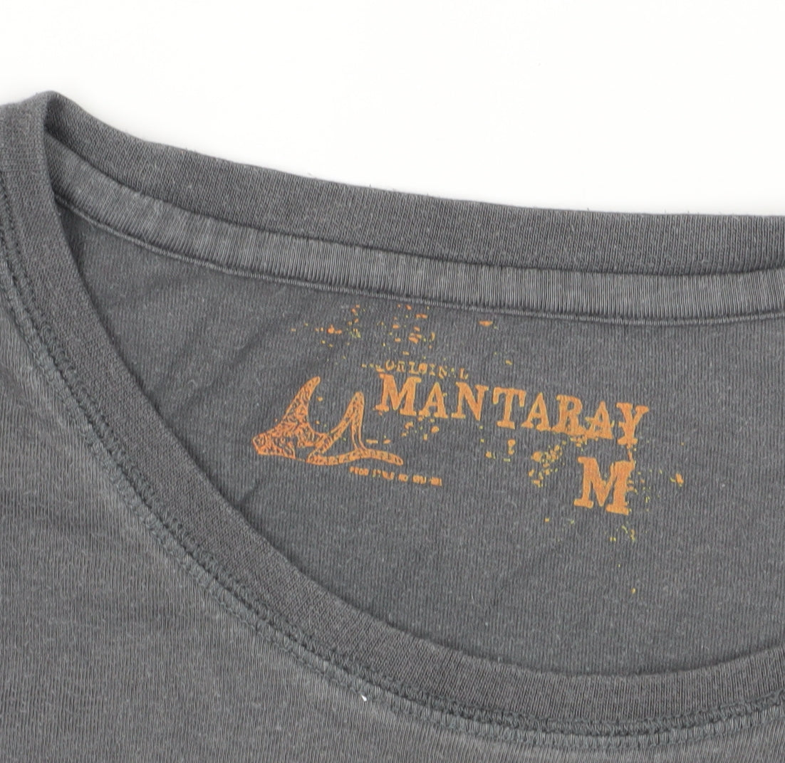 Mantaray Men's Grey Graphic Print T-Shirt Medium