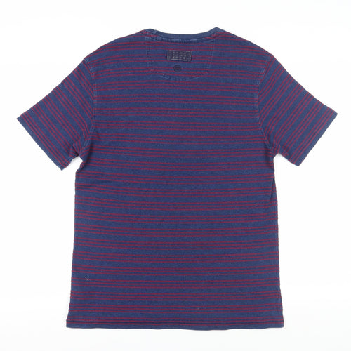 FatFace Men's Blue Striped T-Shirt, Size M, Crew Neck