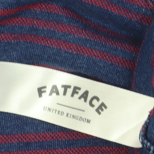 FatFace Men's Blue Striped T-Shirt, Size M, Crew Neck