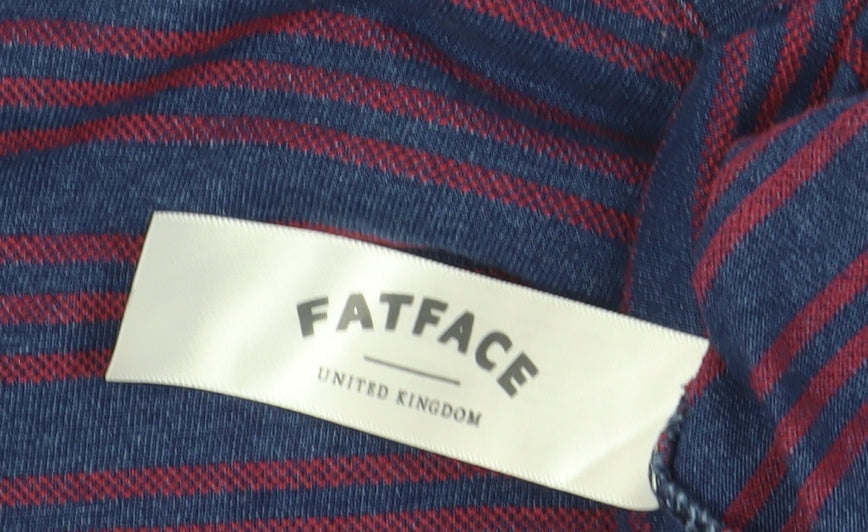 FatFace Men's Blue Striped T-Shirt, Size M, Crew Neck