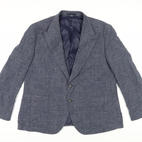 Marks and Spencer Men's Blue 46S Blazer, Linen Blend