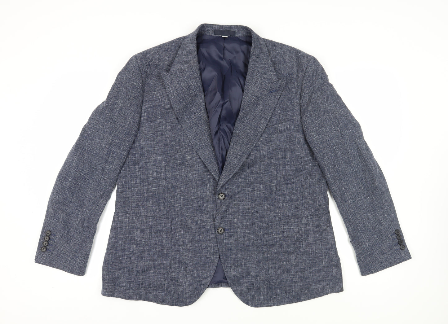 Marks and Spencer Men's Blue 46S Blazer, Linen Blend