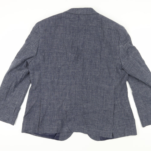 Marks and Spencer Men's Blue 46S Blazer, Linen Blend