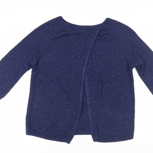 Monsoon Women's Blue Cardigan M Sequin Knit 3/4 Sleeve