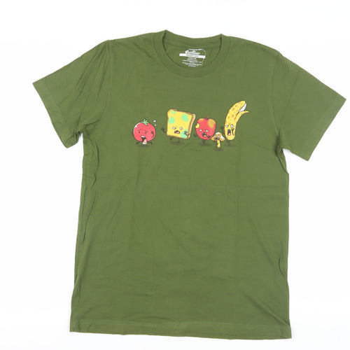 Threadless Men's Green Cartoon Graphic T-Shirt Medium