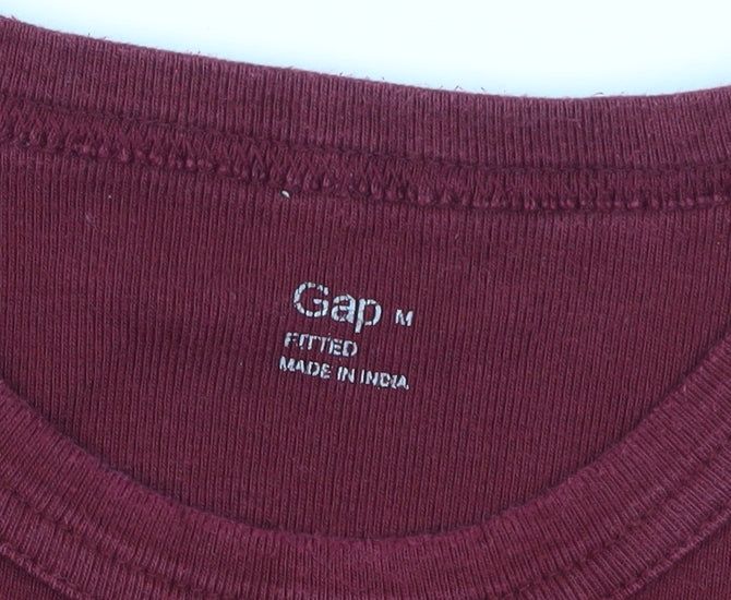 Gap Men's Red Long Sleeve T-Shirt, Size M, Slim Fit