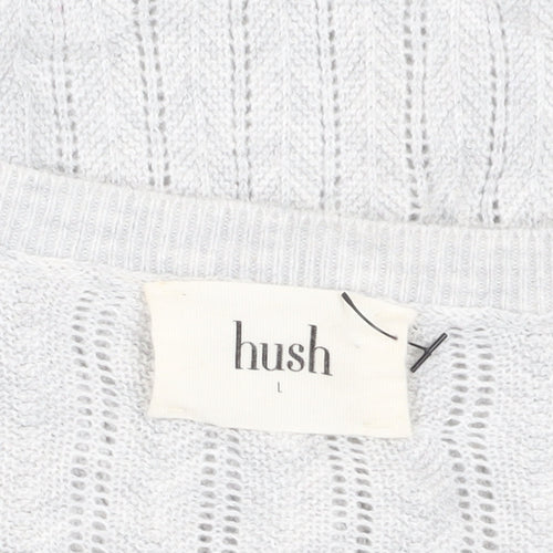 Hush Women's White Pullover Jumper, L, Cable-Knit